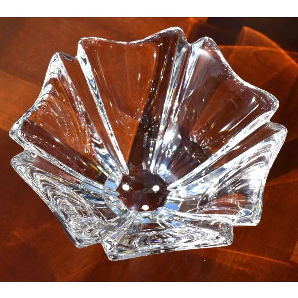 Vintage Orrefors Signed Orion Crystal Bowl - Lars Hellsten 80s Swedish Glass